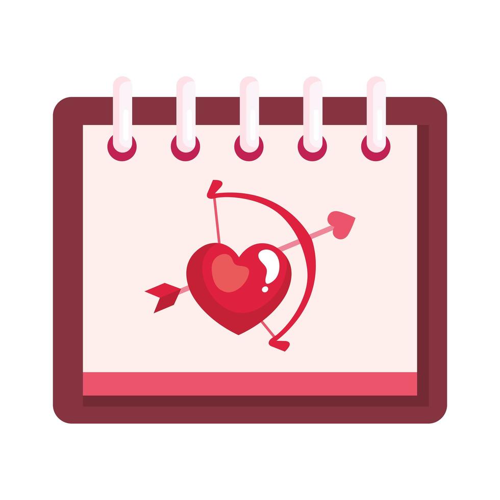 arch cupid with arrow in calendar isolated icon vector