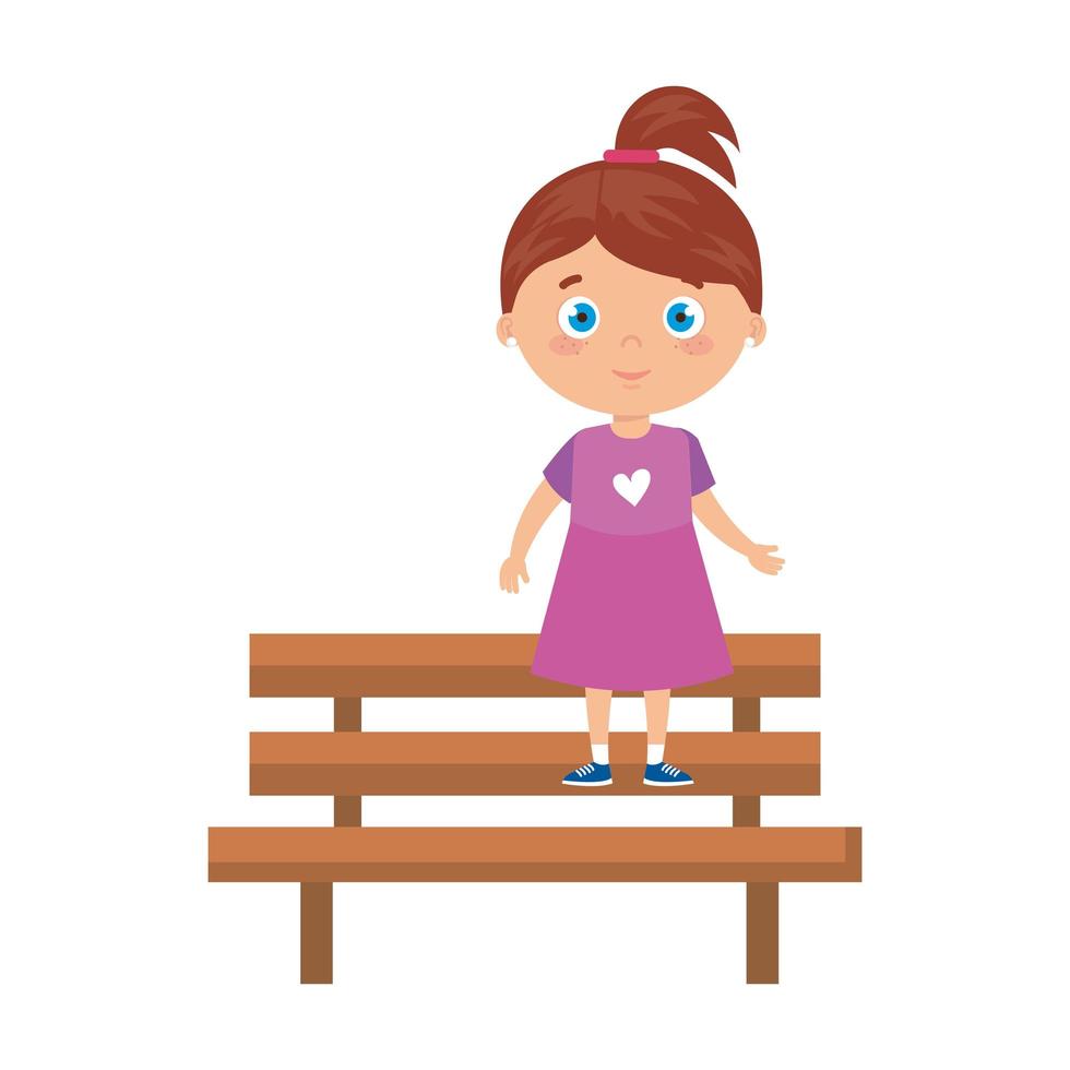 girl on park chair on white background vector