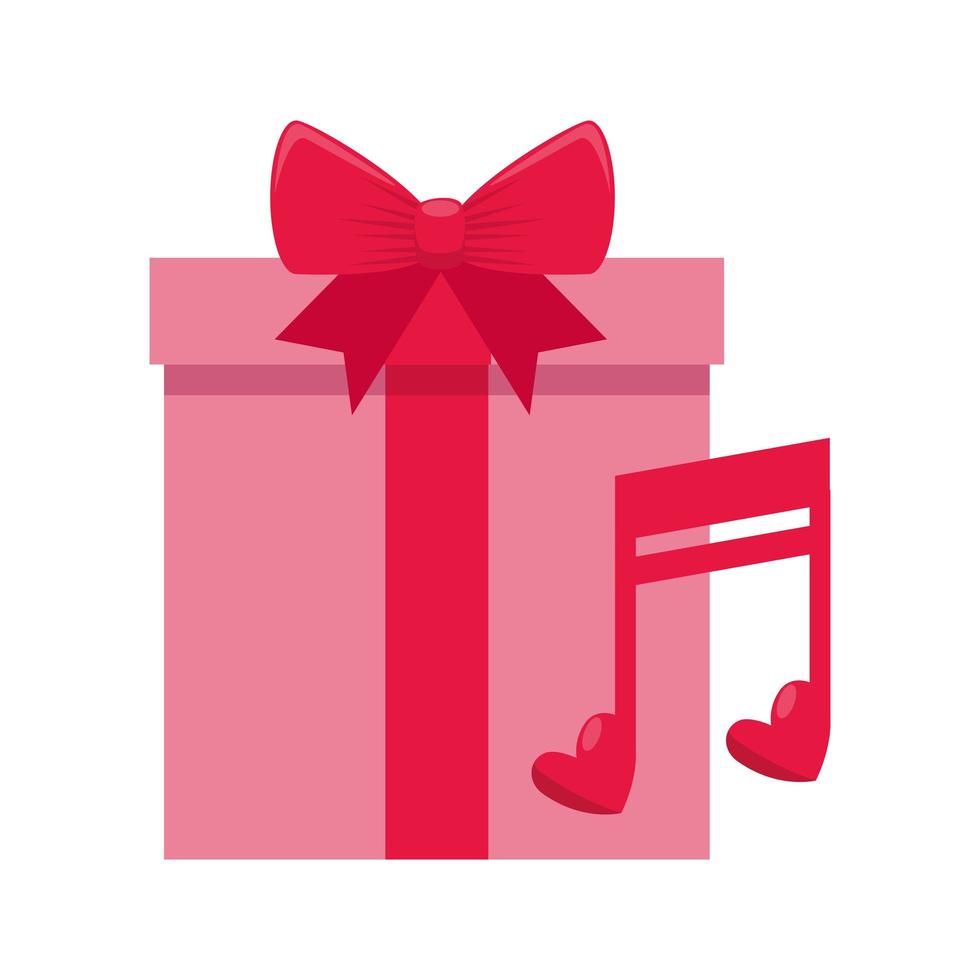 gift box with note music isolated icon vector