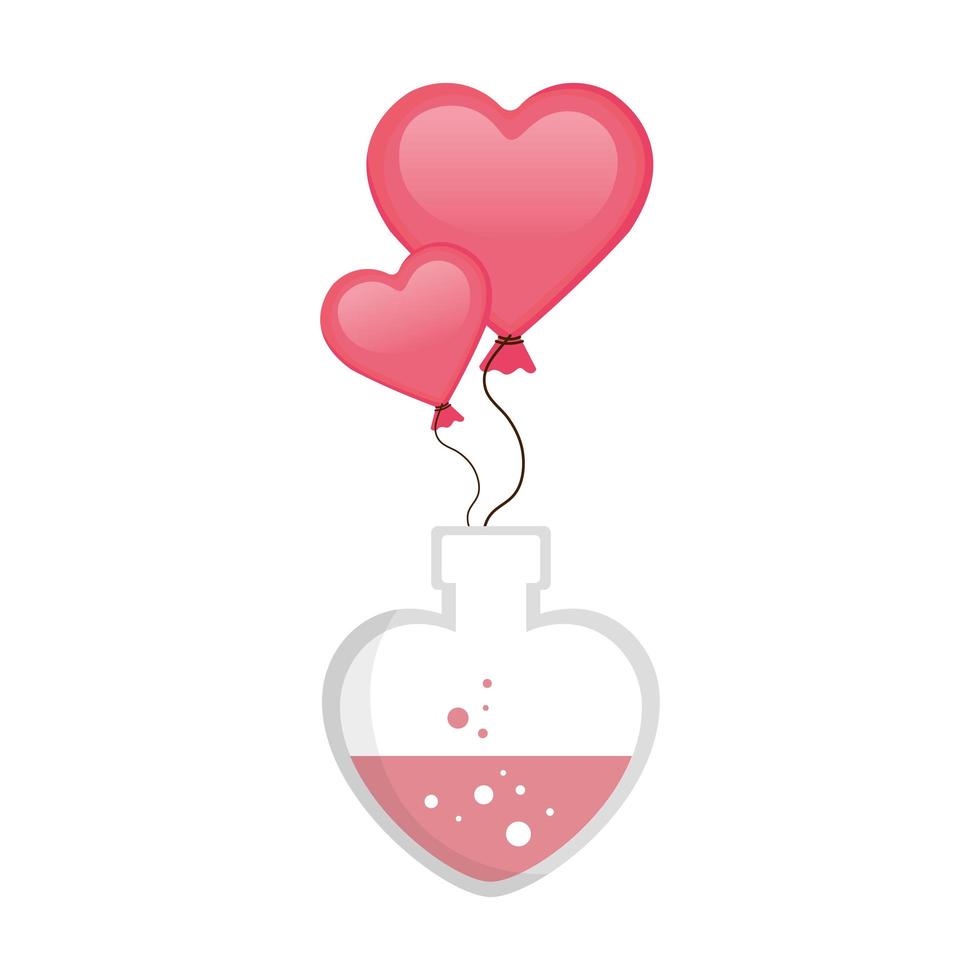 fragrance with heart bottle and balloons helium vector