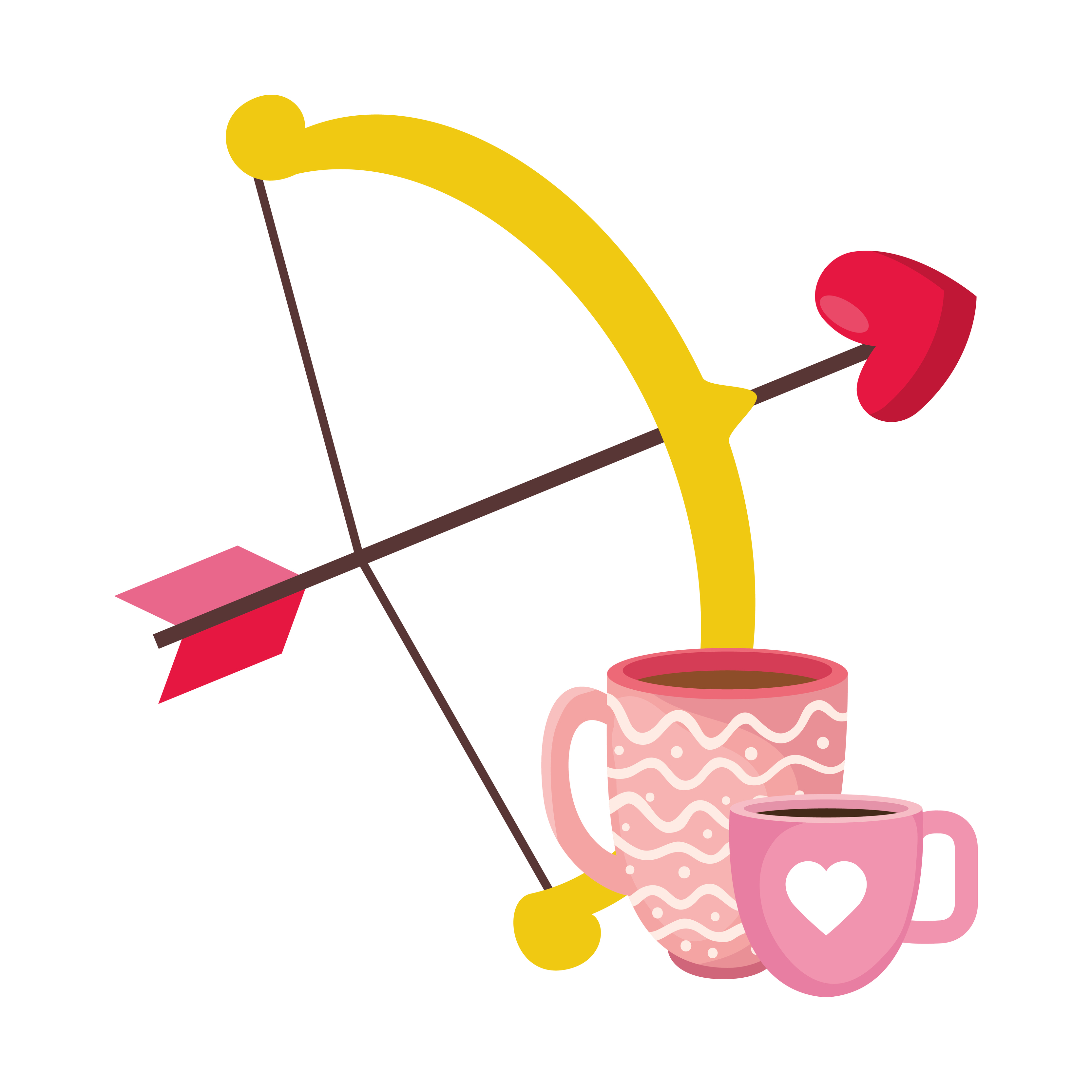 Arco de Cupido con tazas de café icono aislado 4476767 Vector en Vecteezy