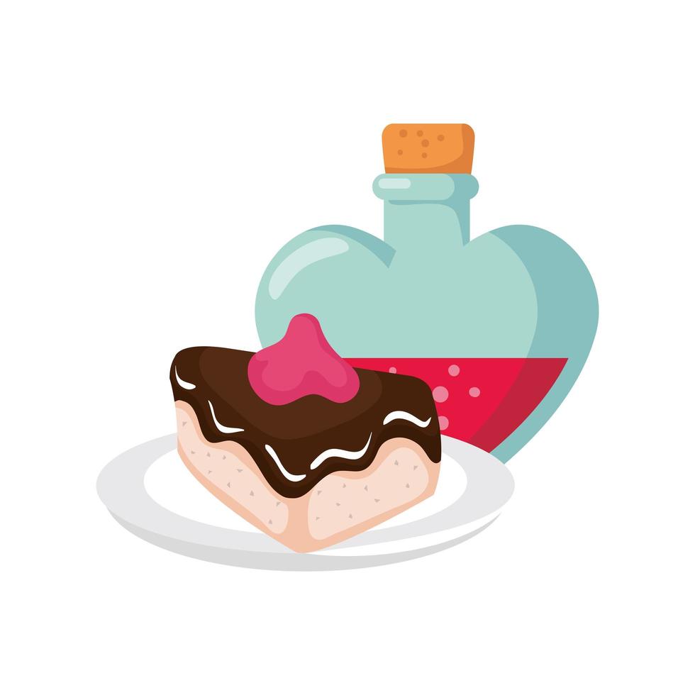 fragrance with heart bottle isolated icon vector