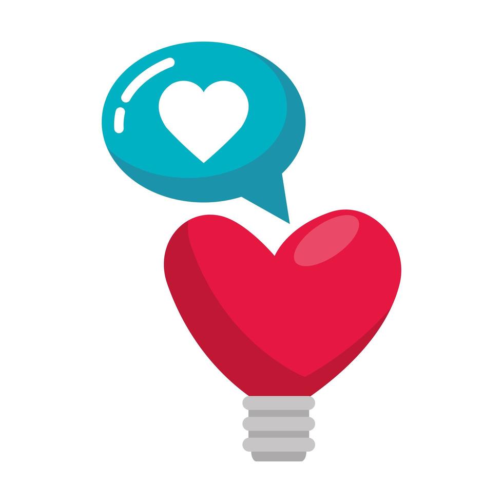 light bulb in shape heart with speech bubble vector