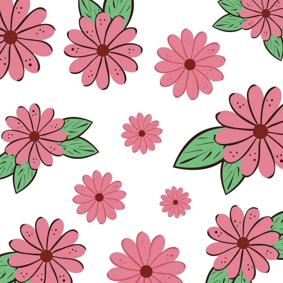 background of flowers with leafs decoration vector