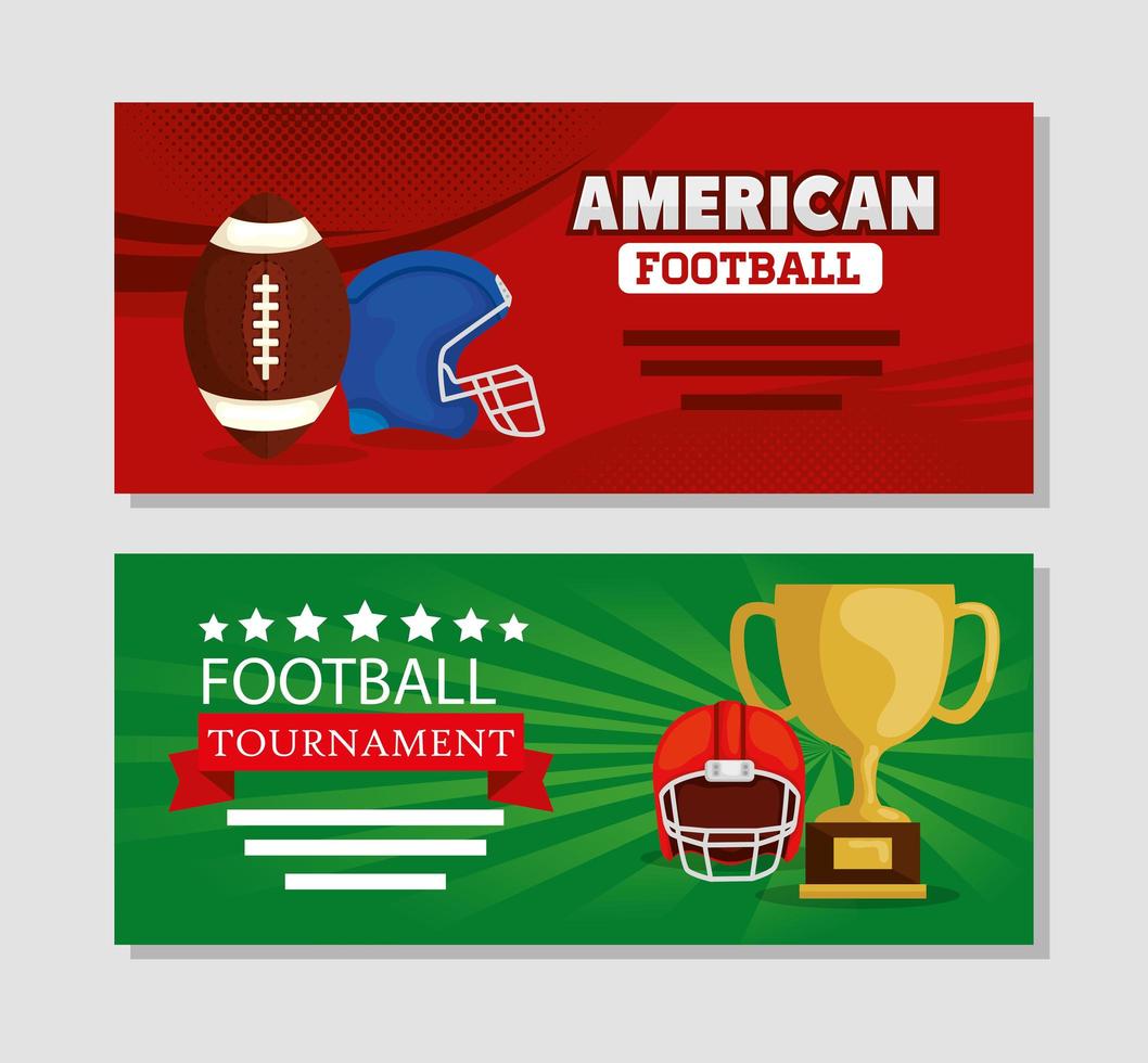 set poster of american football with decoration vector