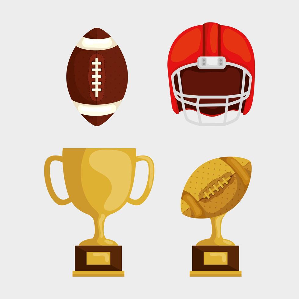 set icons of american football vector