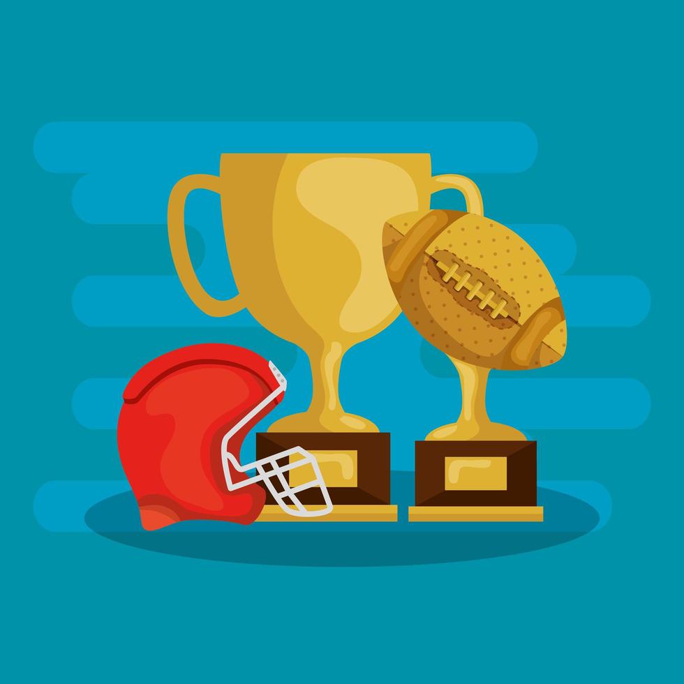 trophies and american football helmet isolated icon vector