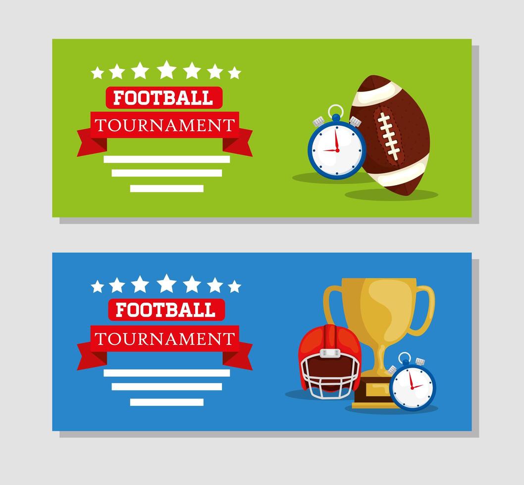 set poster of american football tournament with decoration vector