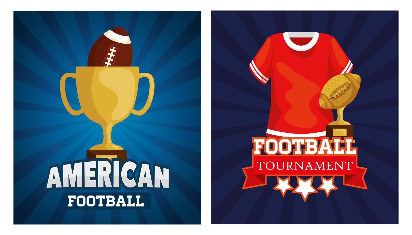 Establecer póster de fútbol americano con decoración. vector