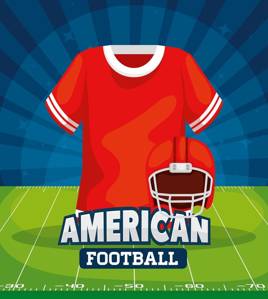 poster of american football with shirt and helmet vector