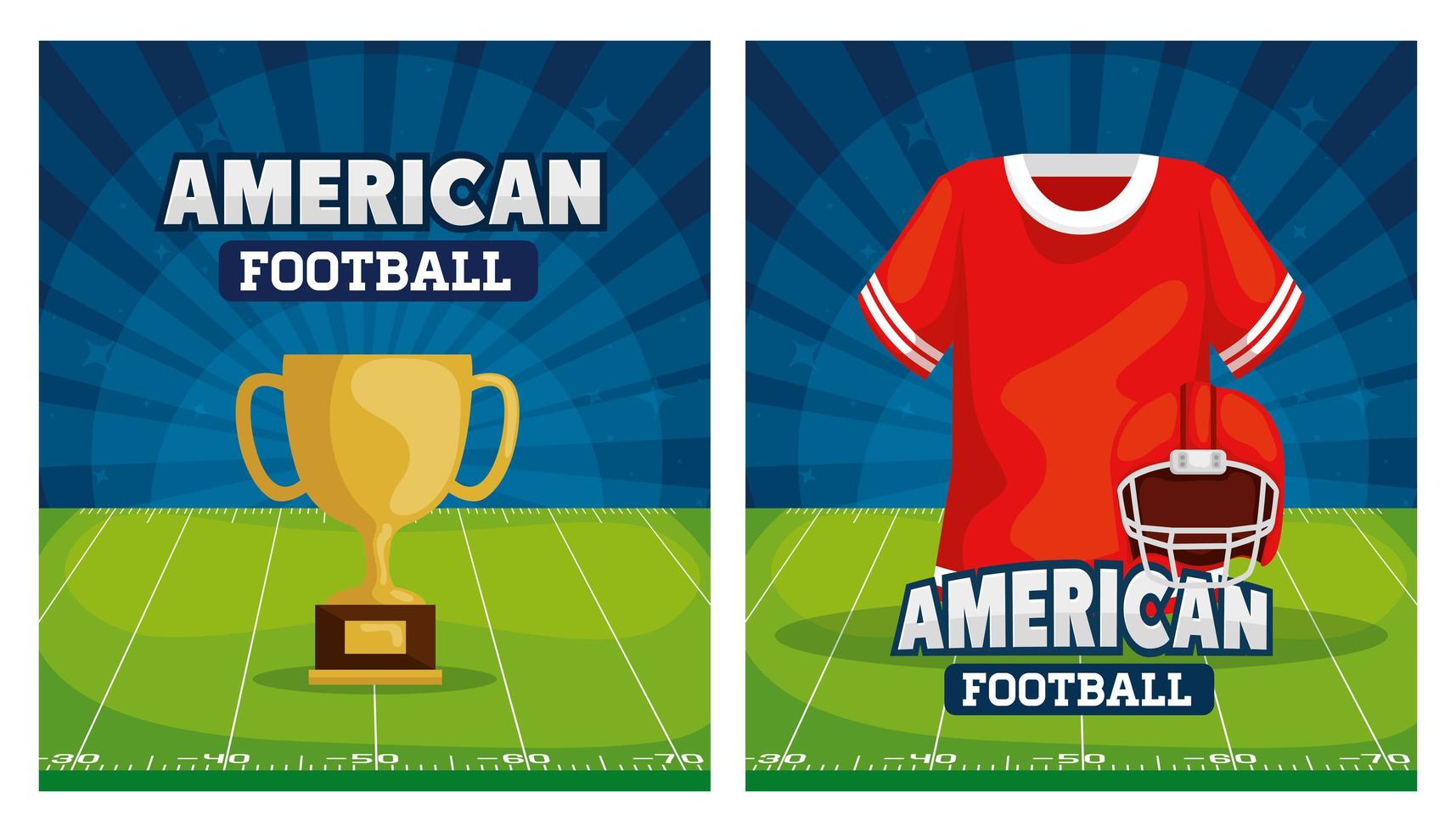 set poster of american football with decoration vector