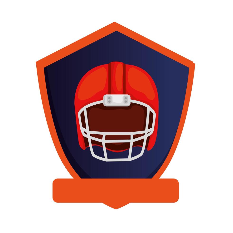 Casco de fútbol americano en escudo icono aislado vector