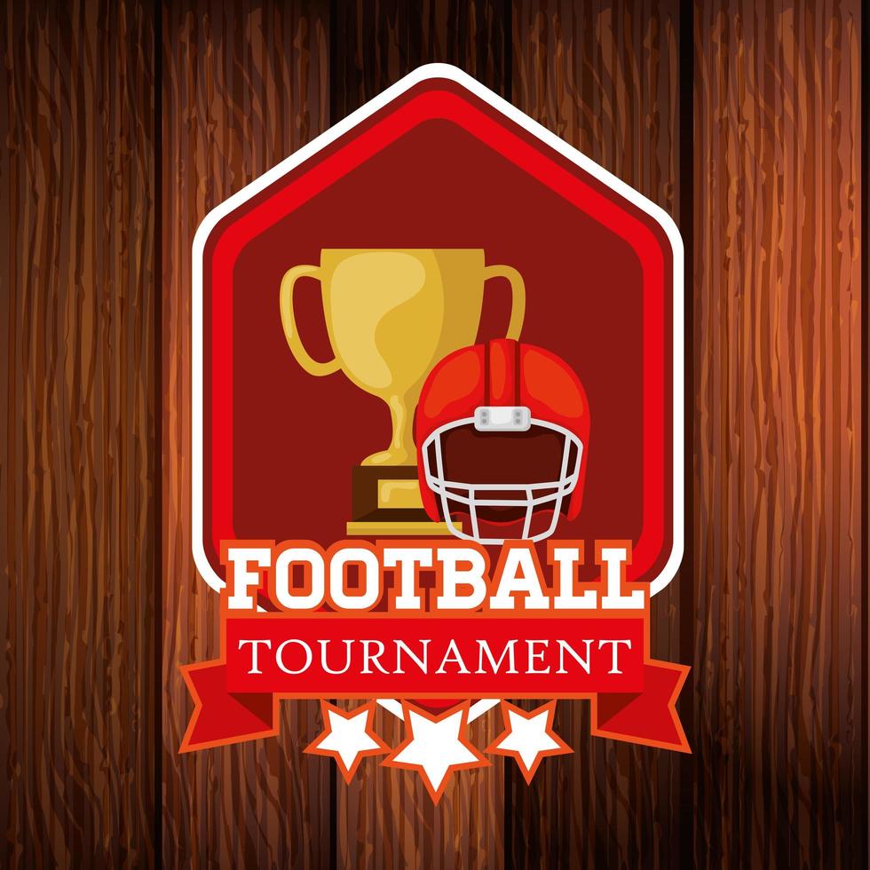 poster of american football with trophy and helmet vector