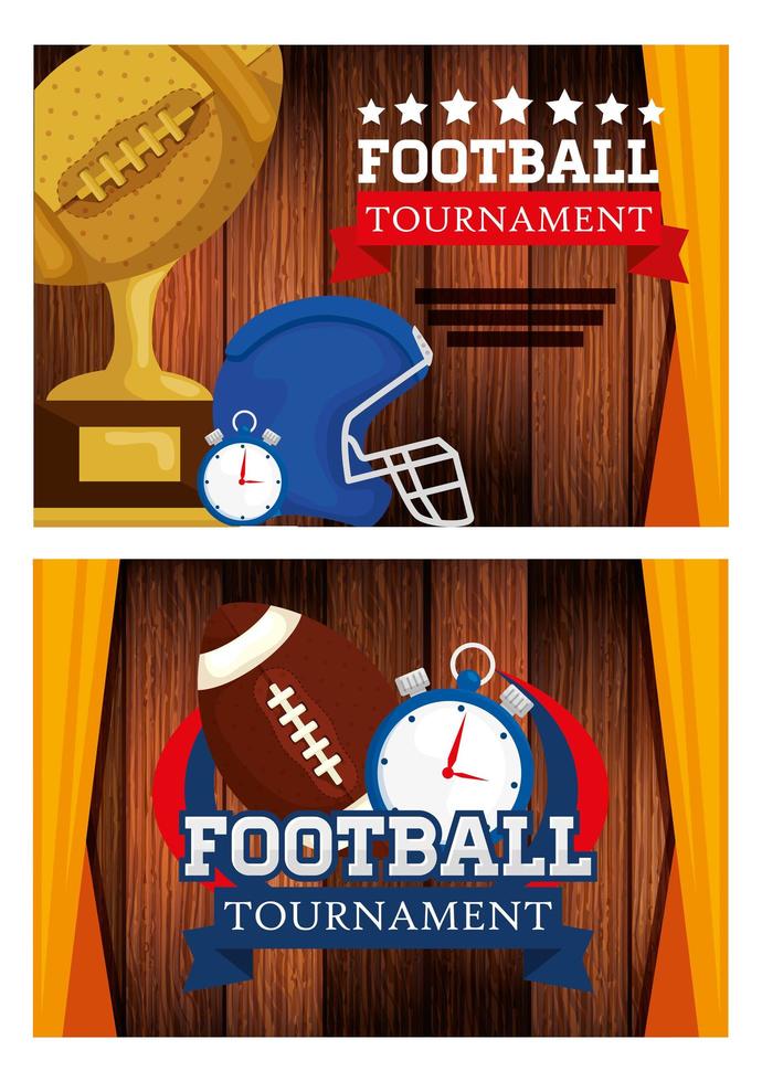 set poster of american football with decoration vector