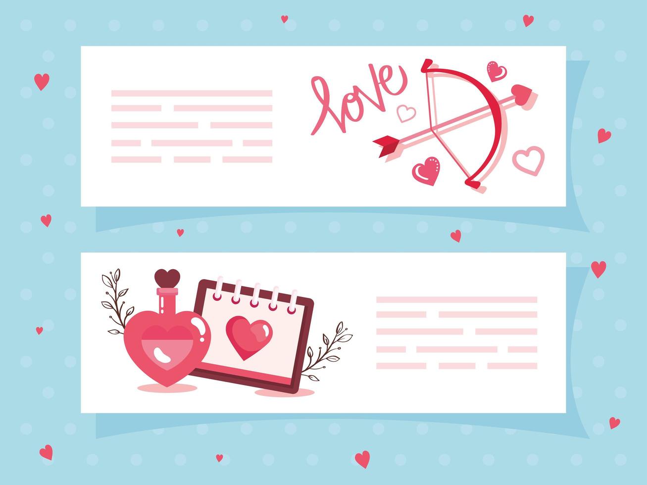 set cards of happy valentines day with decoration vector