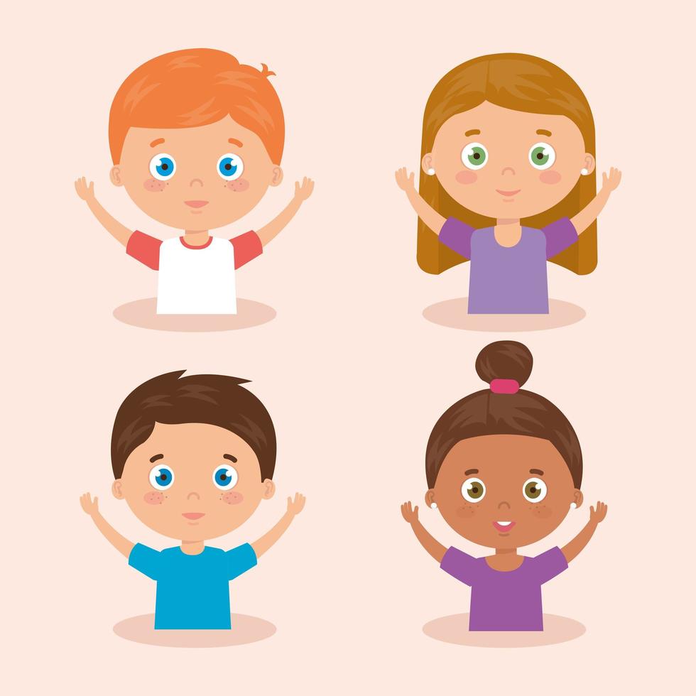 group of cute little children avatar characters vector