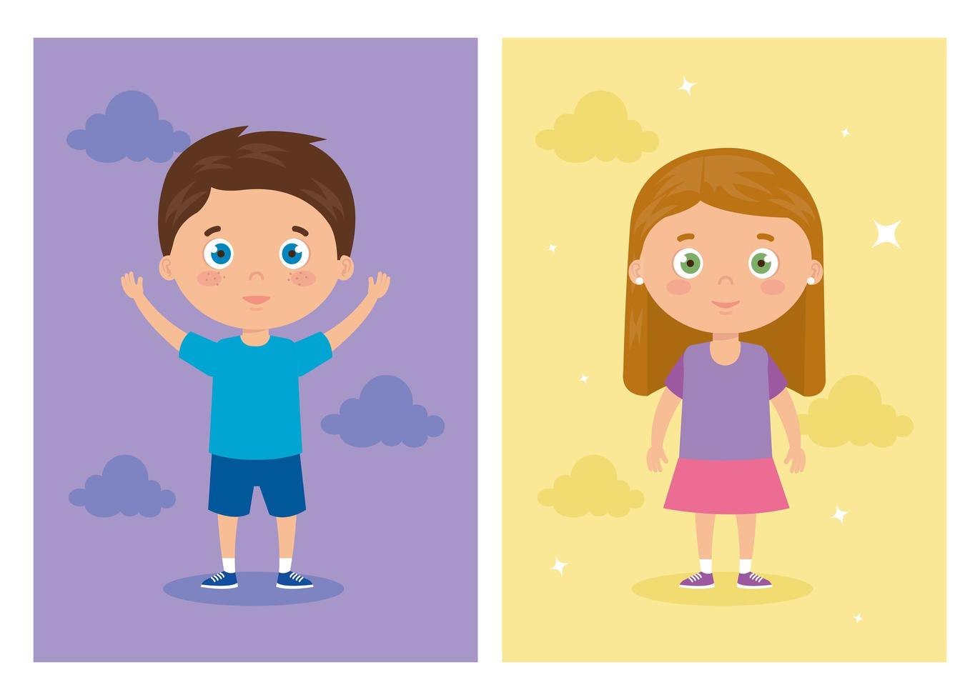 cute little children avatar character vector