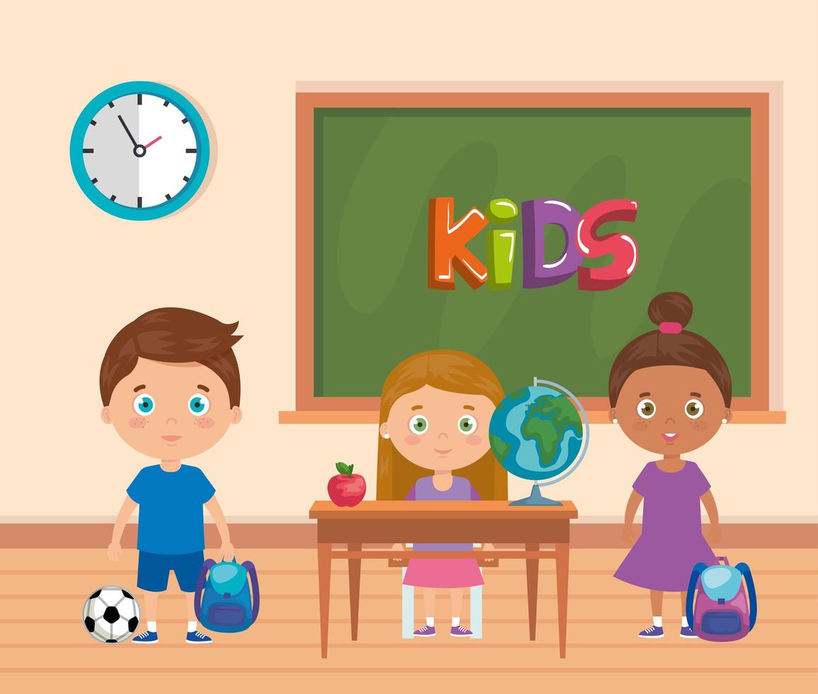 little group of children in classroom vector