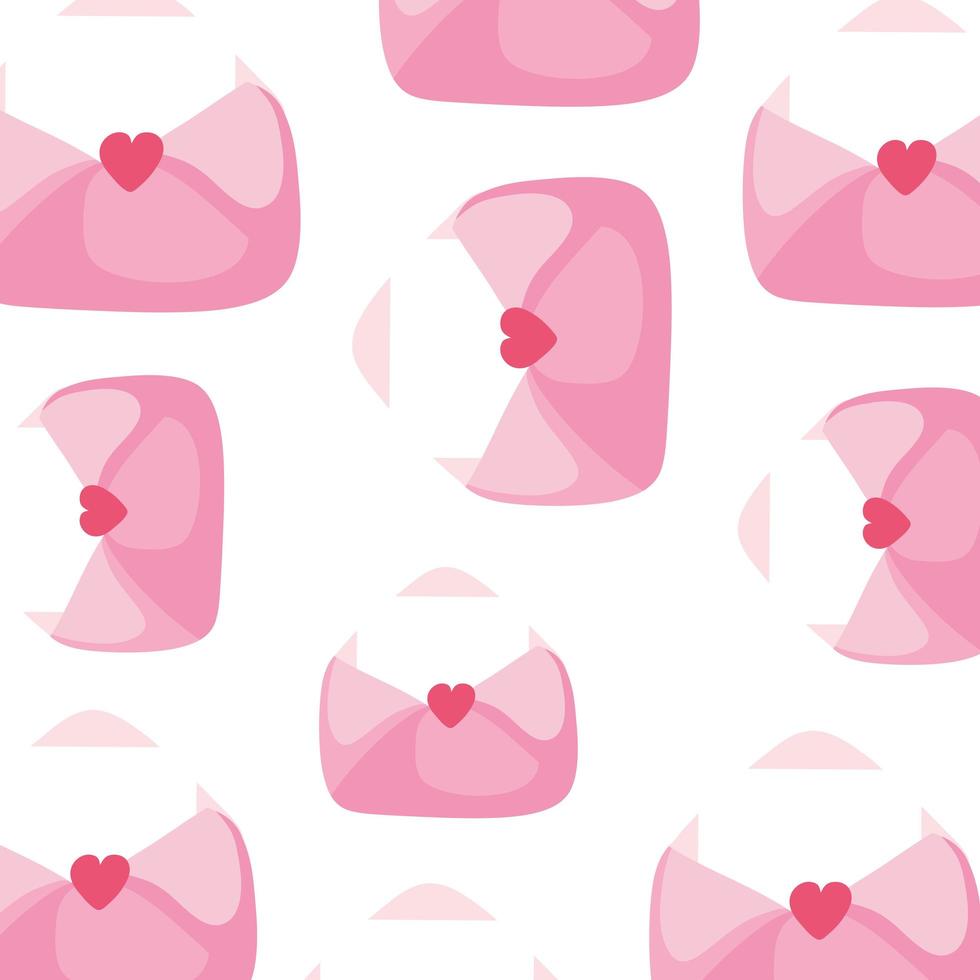 background of envelopes mail with hearts vector