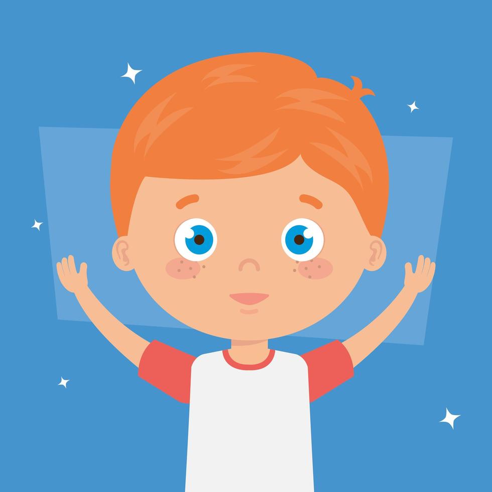 cute little boy with hands up avatar character vector