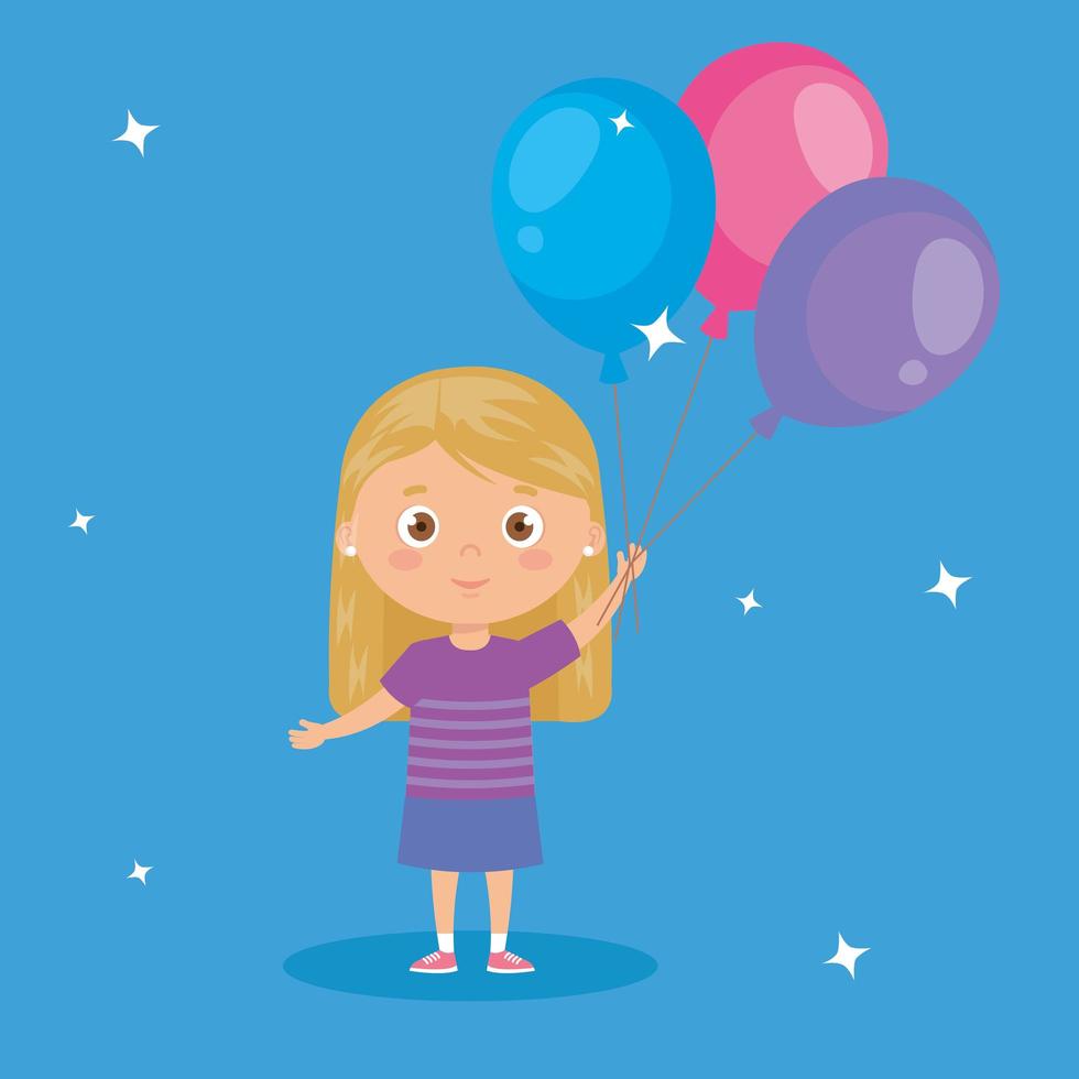 cute little girl with balloons helium vector