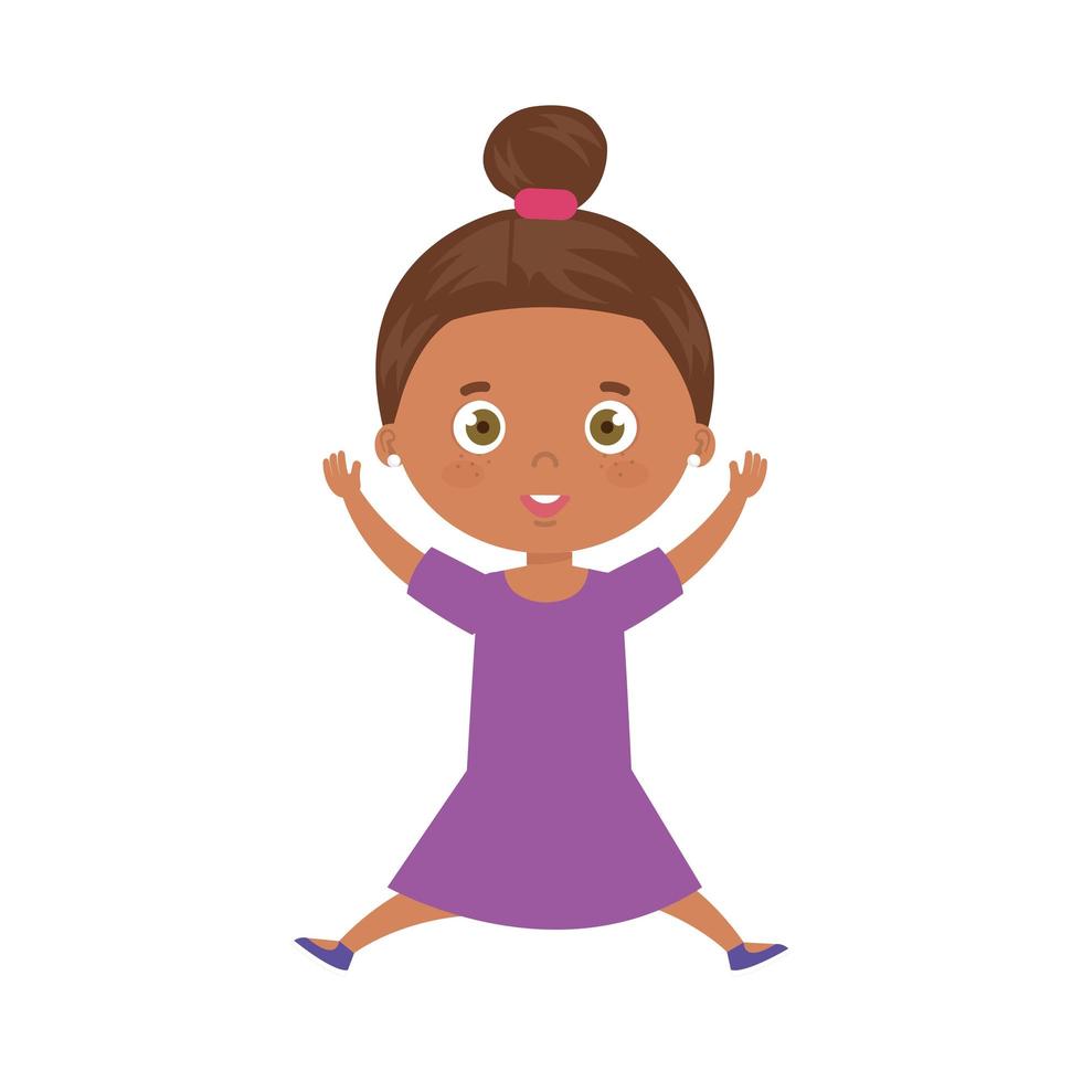 cute little girl afro avatar character vector