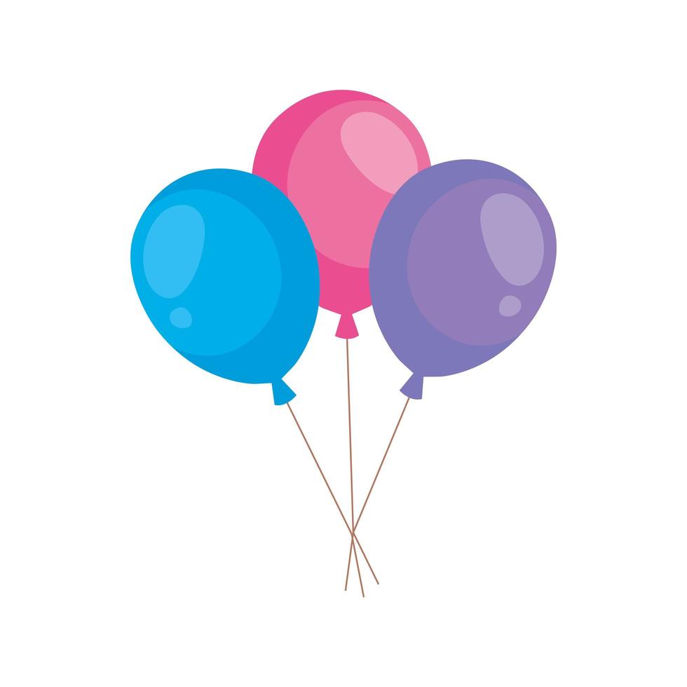 Globos de helio icono aislado de decoración vector