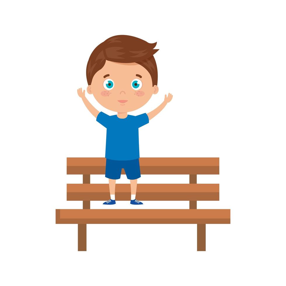 lindo niño en silla de madera personaje de avatar vector