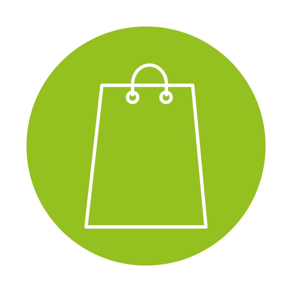 silueta, de, bolsa de compras, en, fondo verde vector