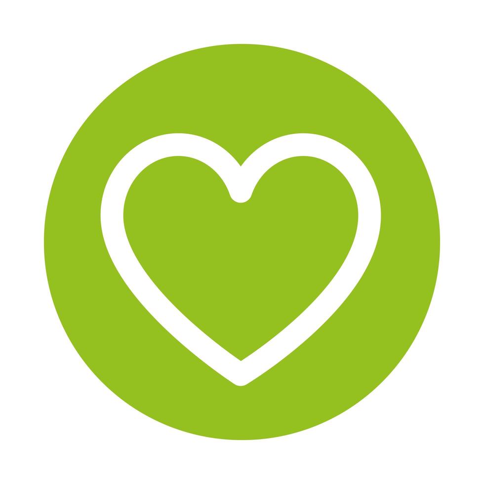 silueta de corazón sobre fondo verde vector