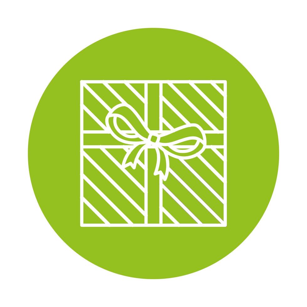 silhouette of gift box with ribbon on green background vector