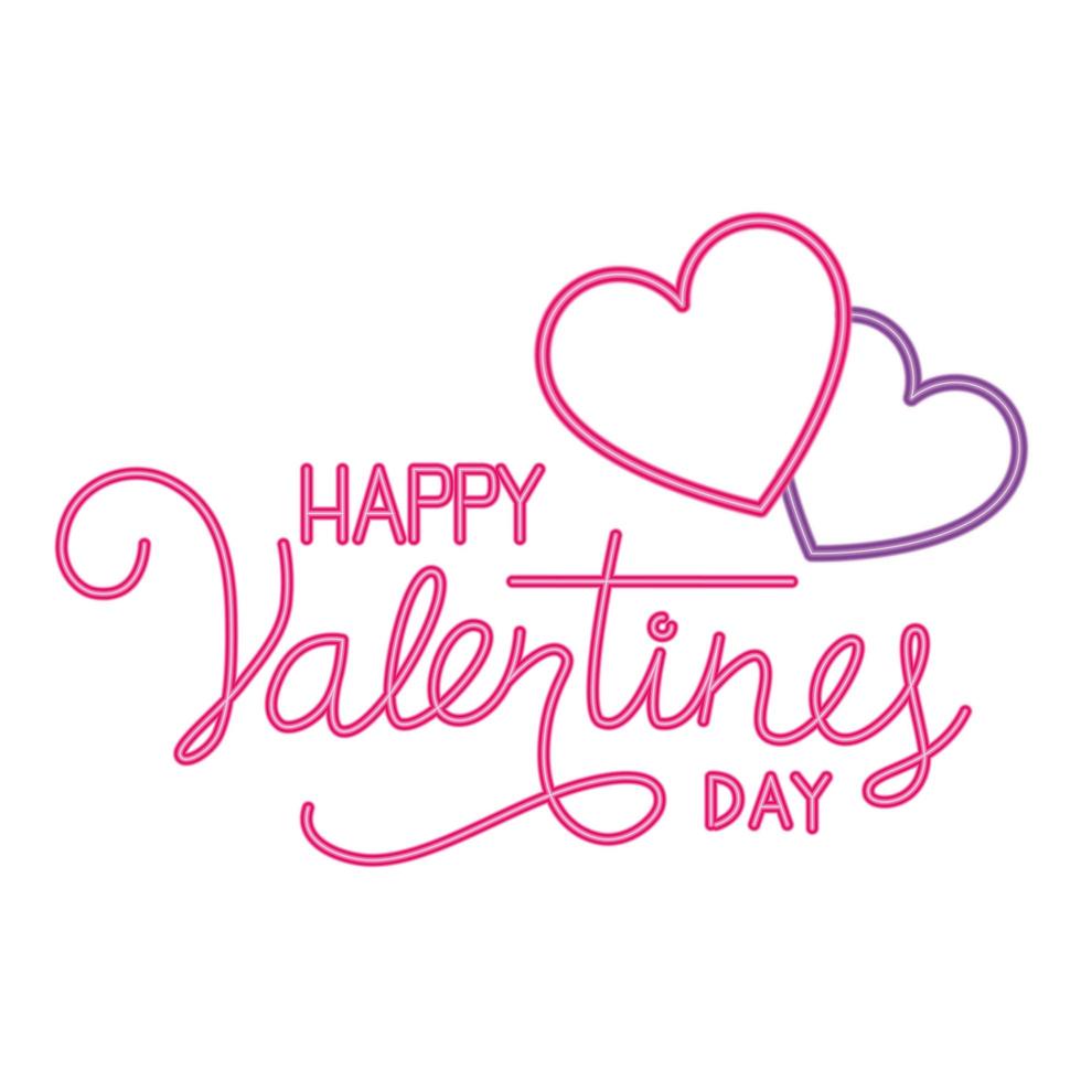 happy valentines day label in neon light vector