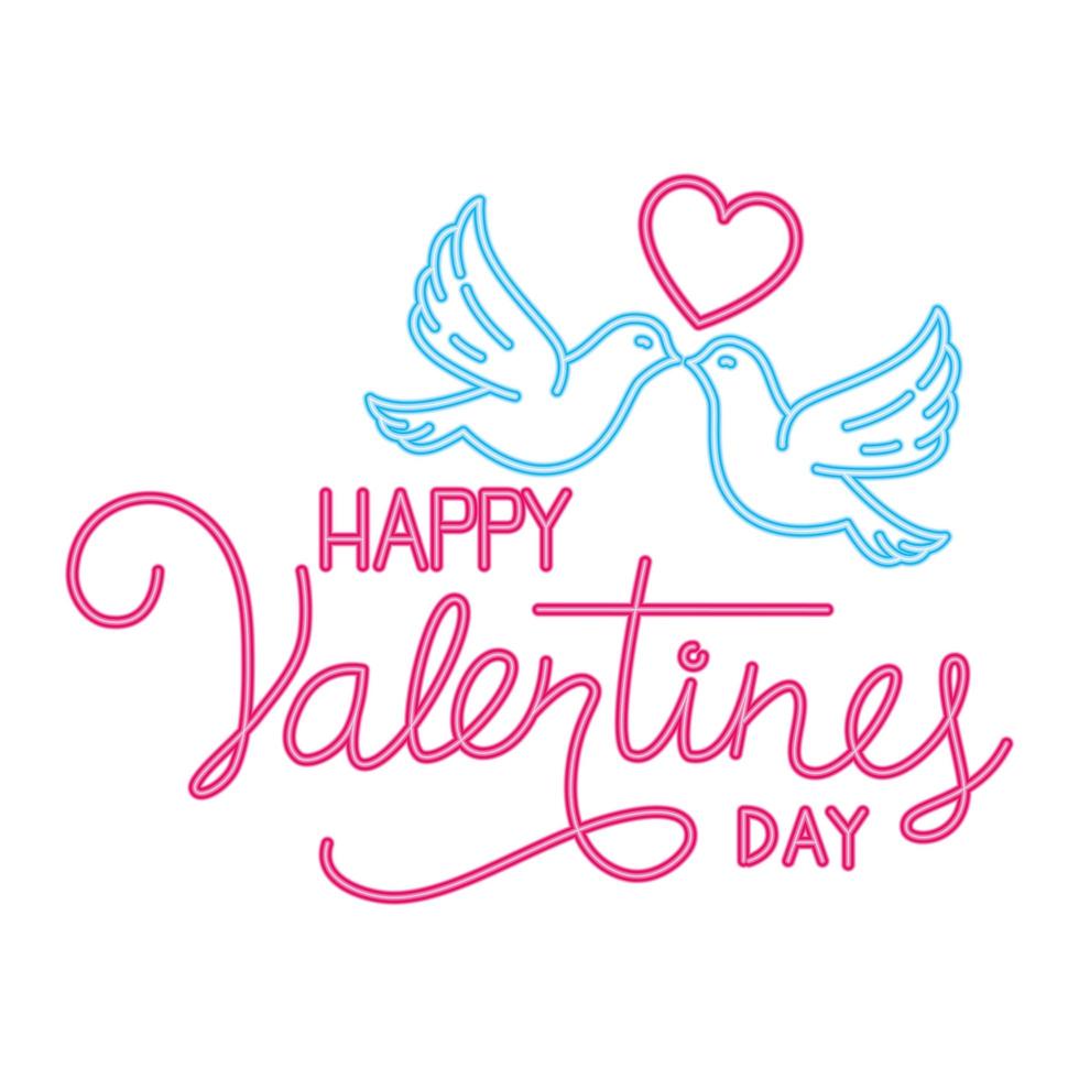 happy valentines day label in neon light vector