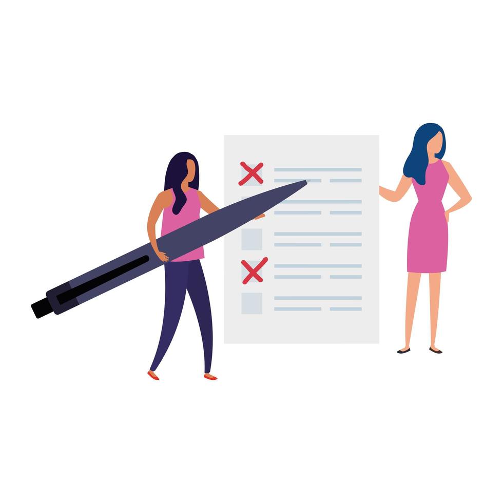 business women with vote form and pen vector