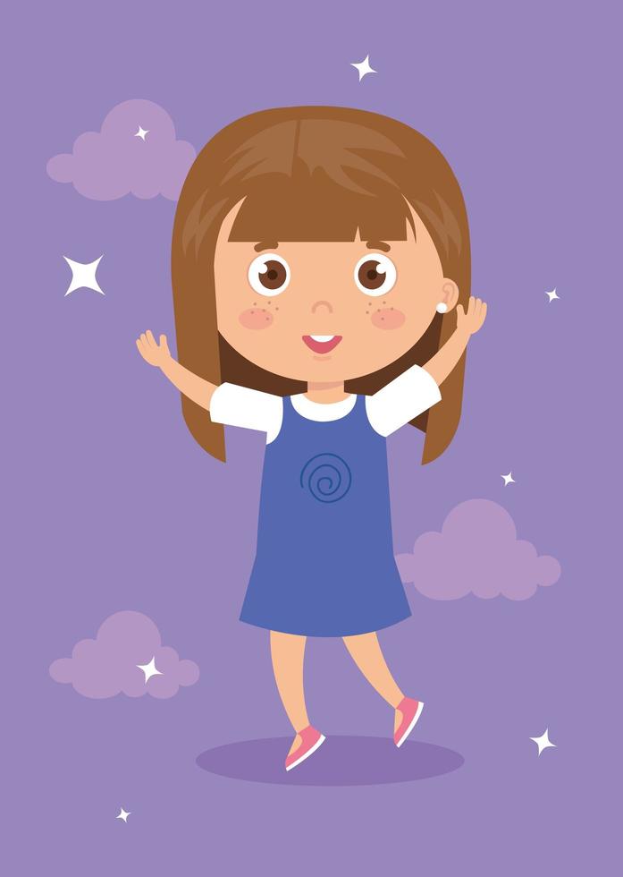 beautiful girl standing with his hands up vector