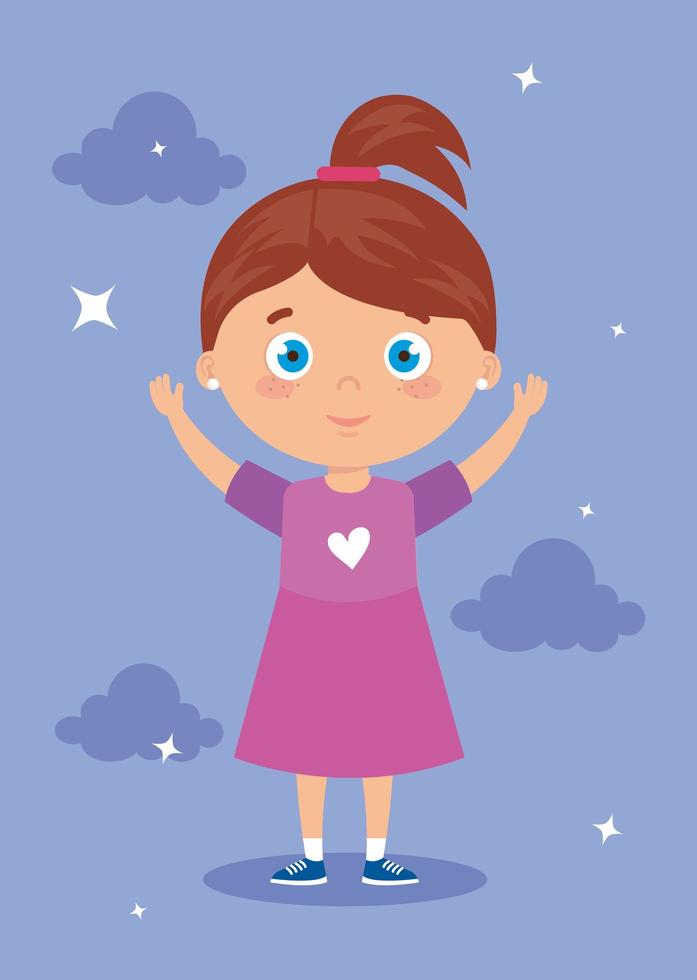 beautiful girl standing with his hands up vector