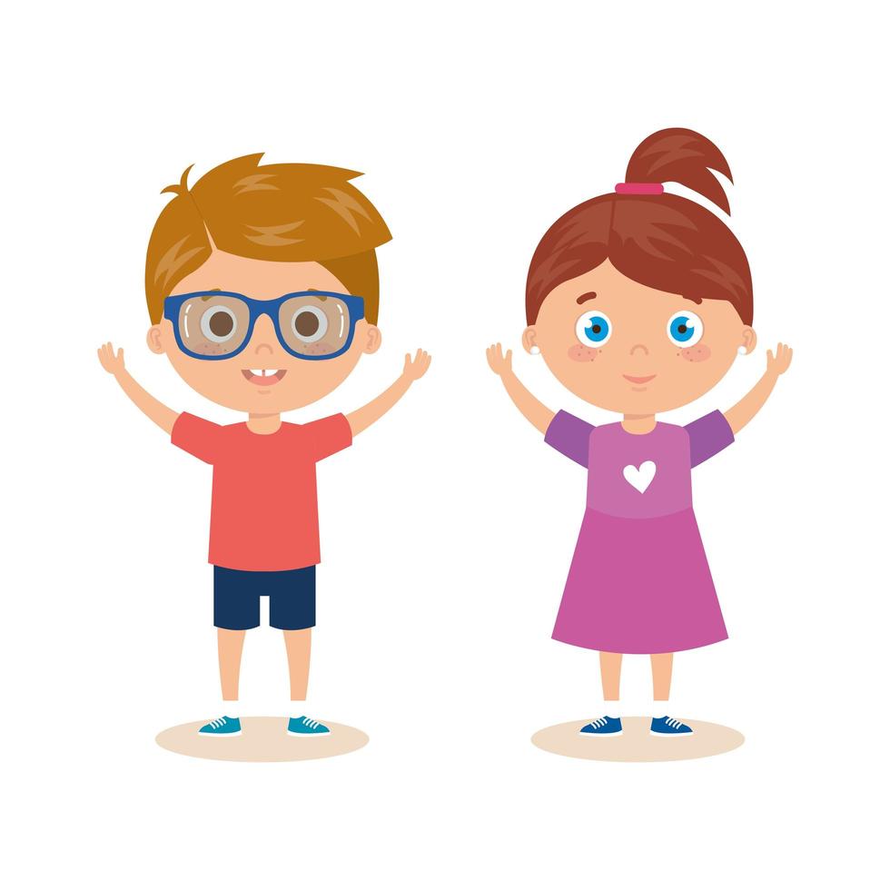 children standing on white background vector