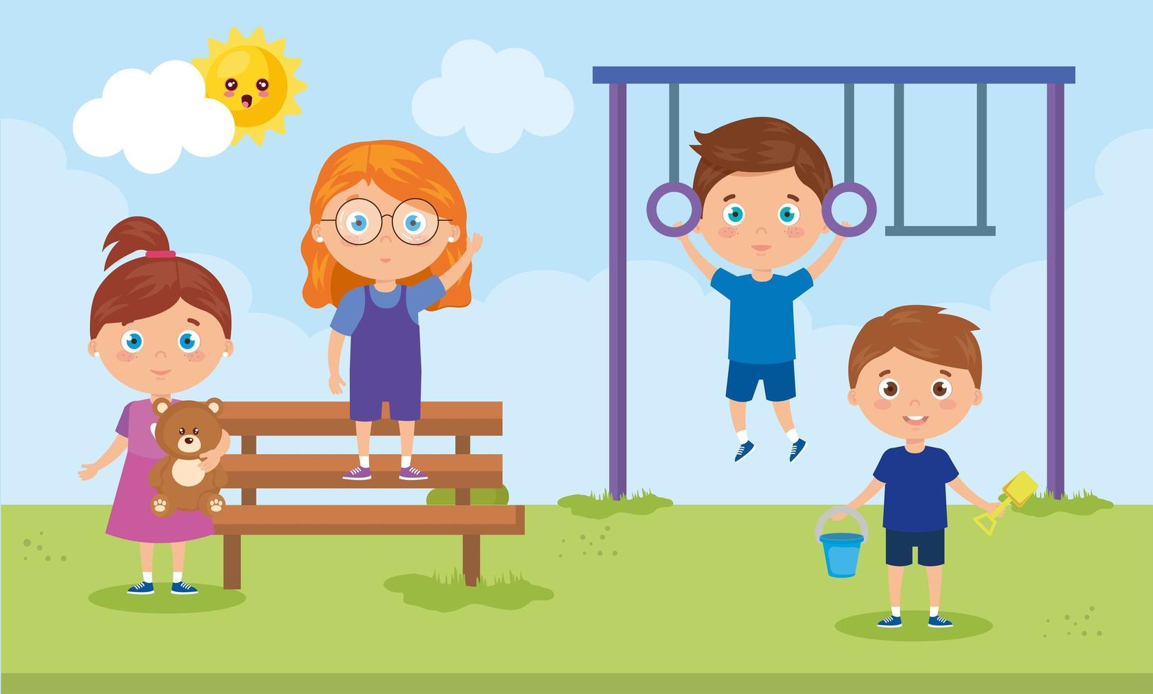 scene of children smiling and playing vector