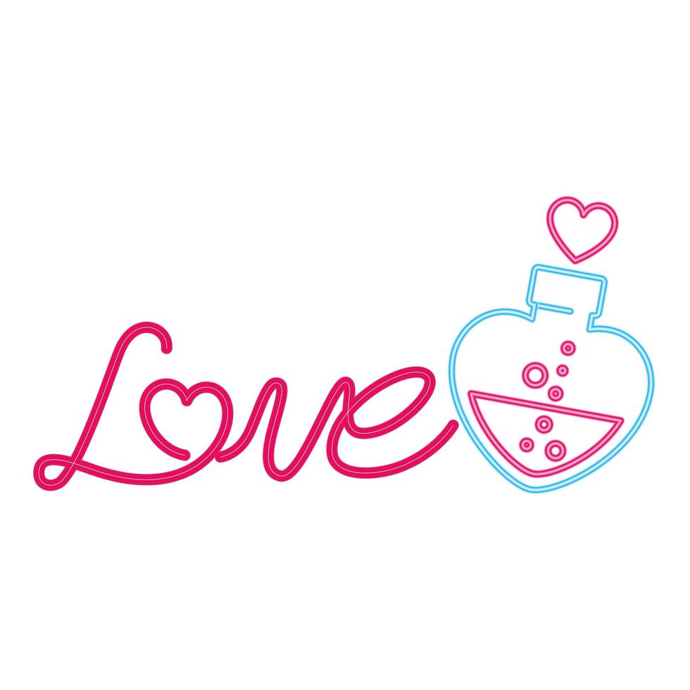 love label in neon light on white background vector