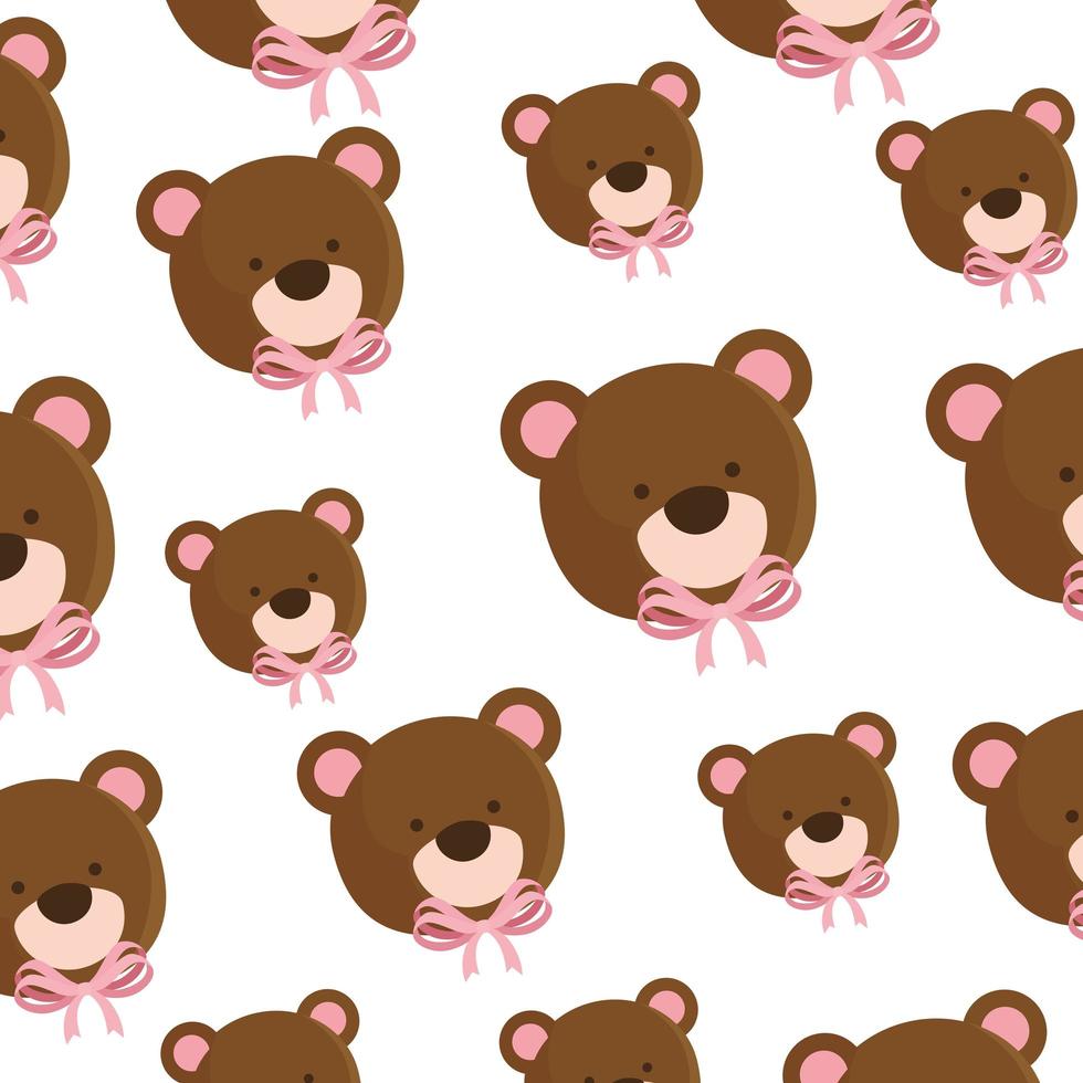 background of faces cute teddy bears vector