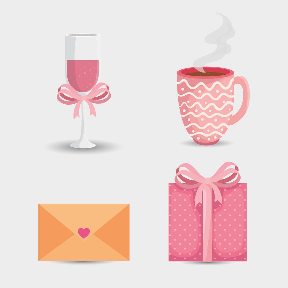 envelope mail with icons for san valentines day vector