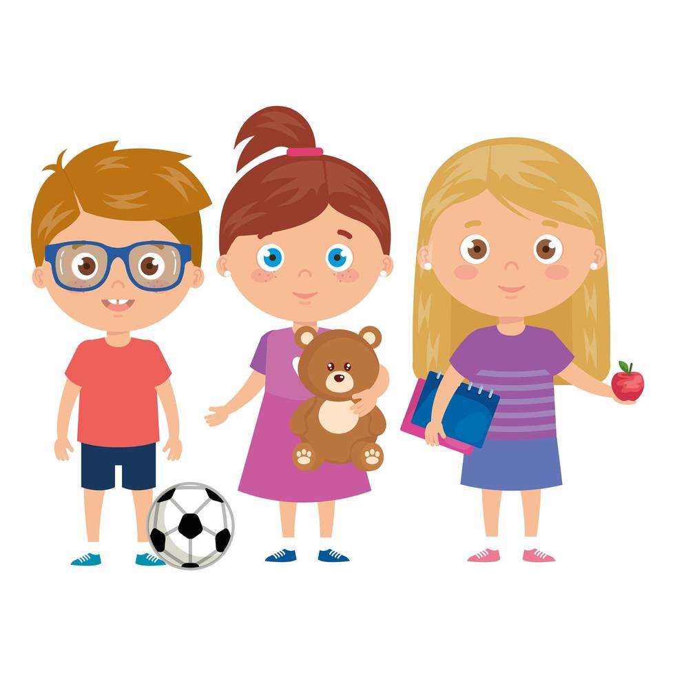scene children standing on white background vector