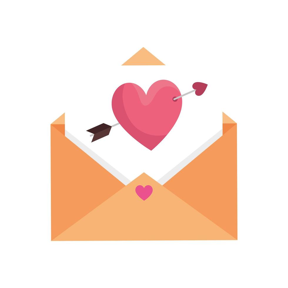 envelope and heart with arrow isolated icon vector
