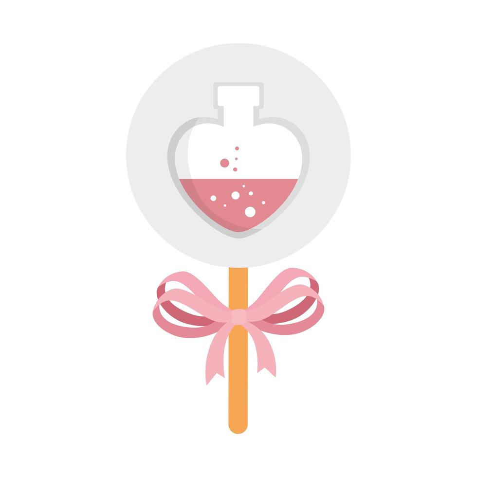 fragrance with heart bottle in stick isolated icon vector