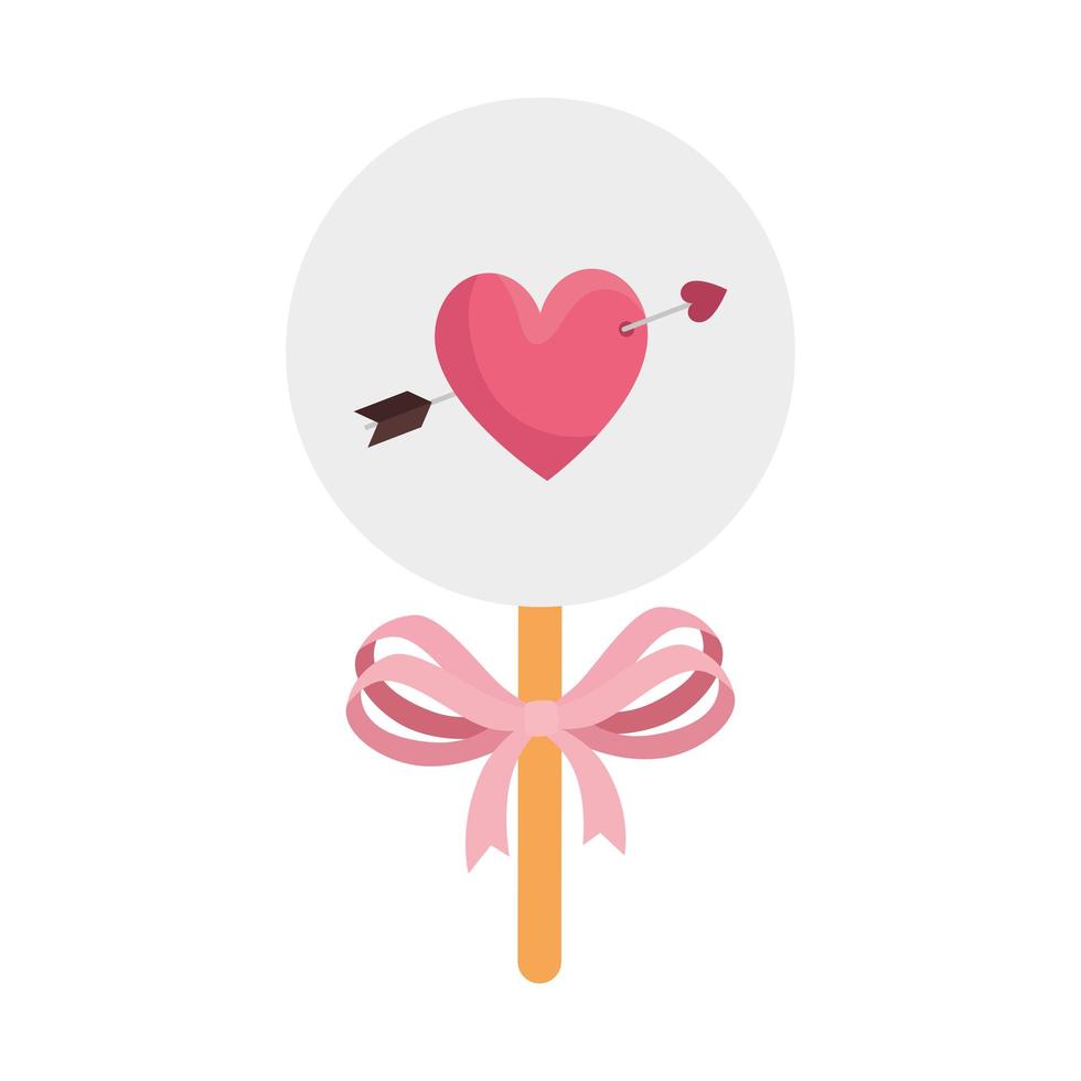 cute heart with arrow in stick isolated icon vector