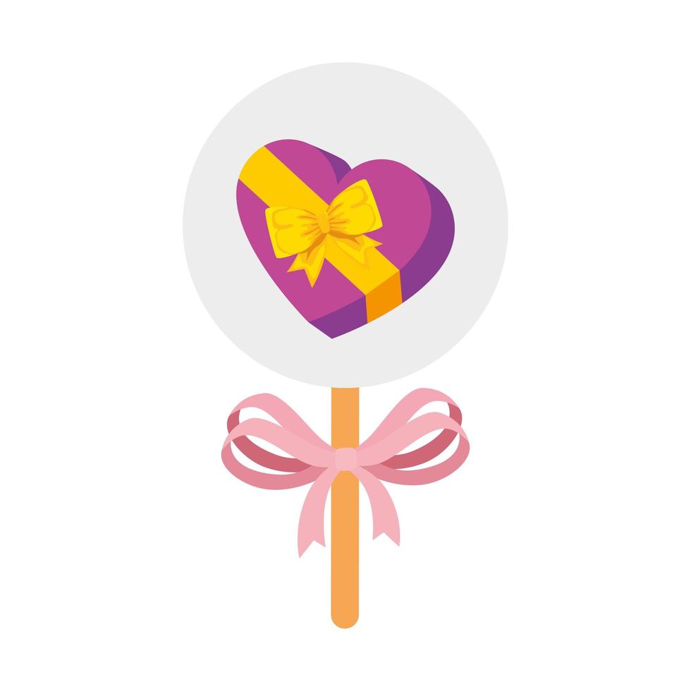 gift in heart shape in stick isolated icon vector