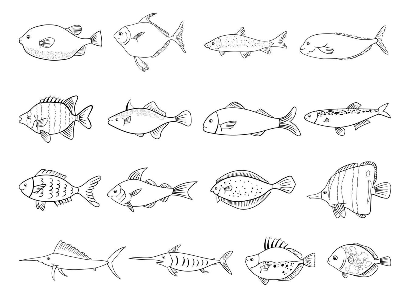 Big and small sea fish  Sea fish Fish sketch Skeleton drawings