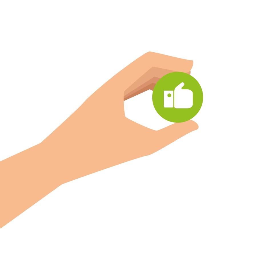 hand and button with like isolated icon vector