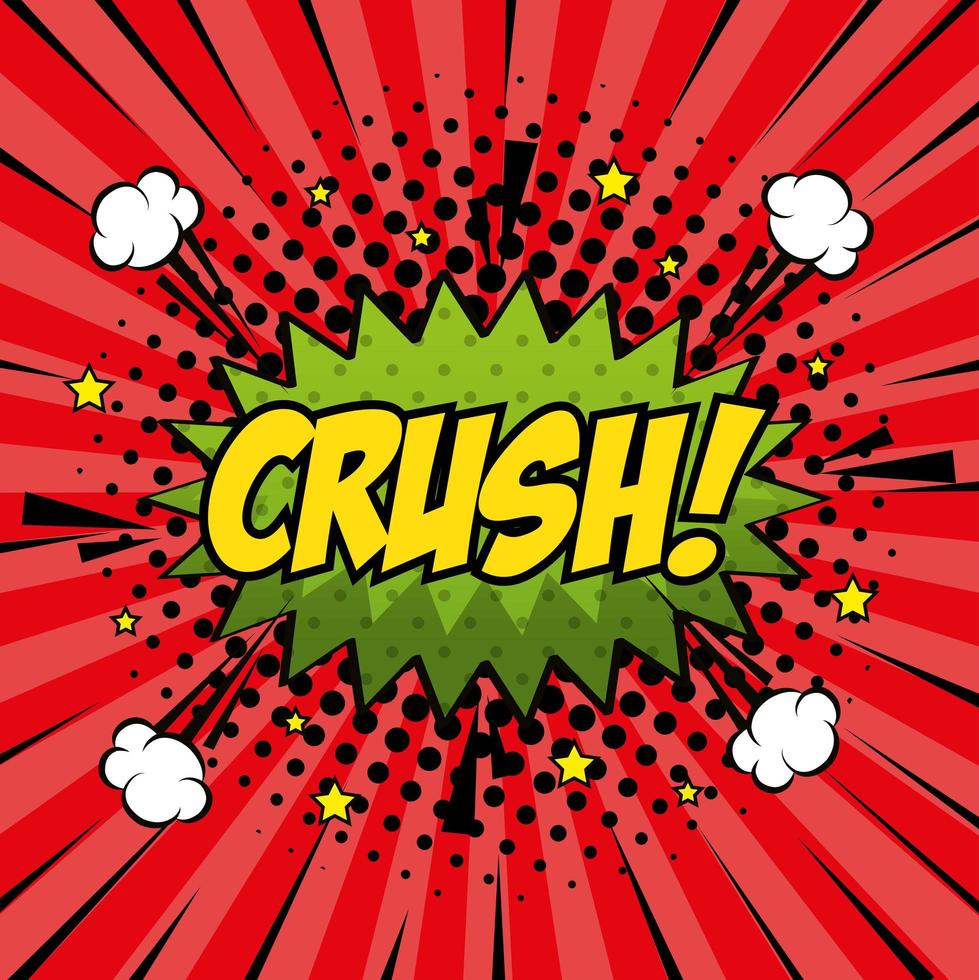 crush expression with explosion pop art style vector