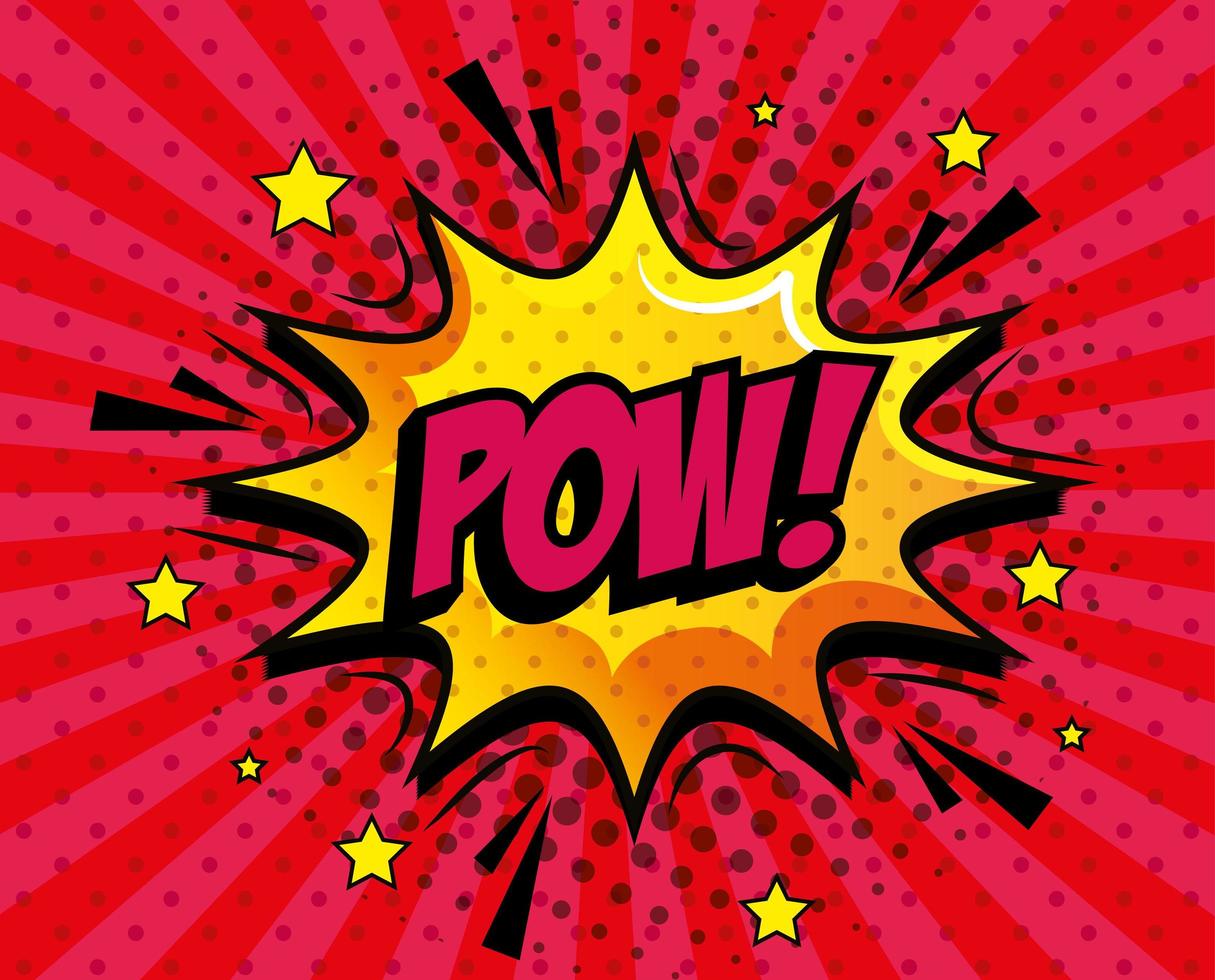 pow expression with explosion pop art style vector